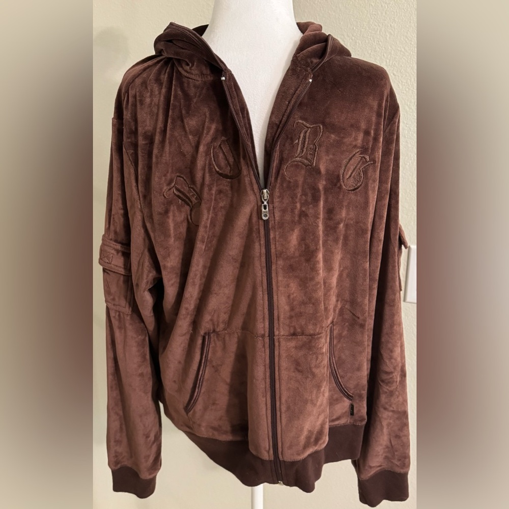 BCBGMaxAzria Chocolate Brown Velour Zip Up Hoodie